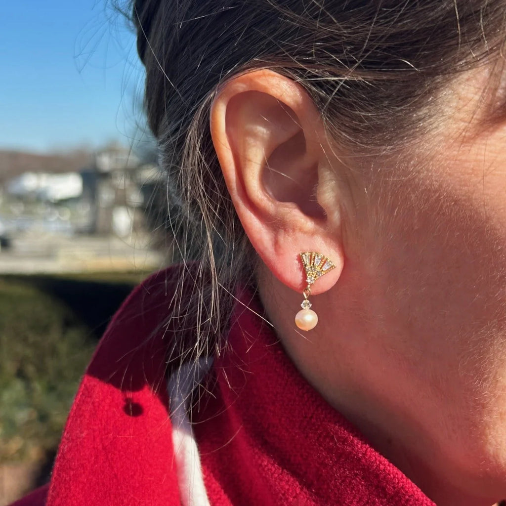 1920S Fan Pearl Earrings