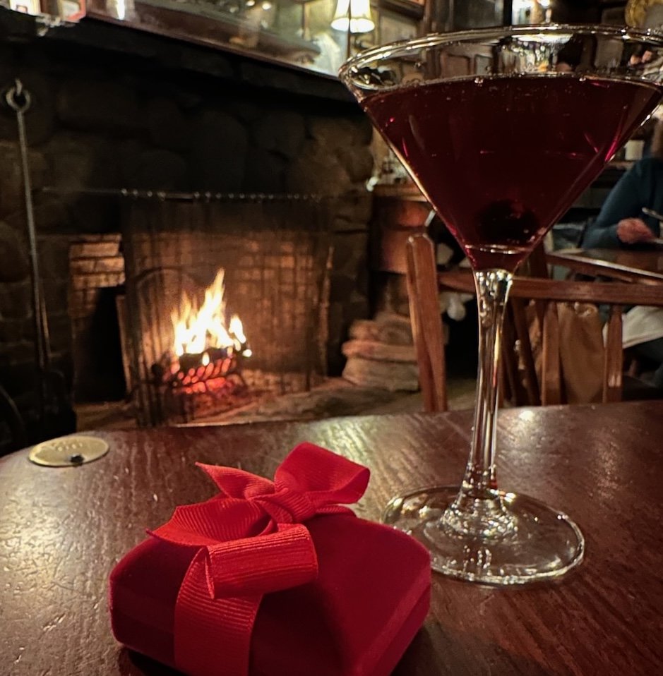 Christmas Box With Fire In Background