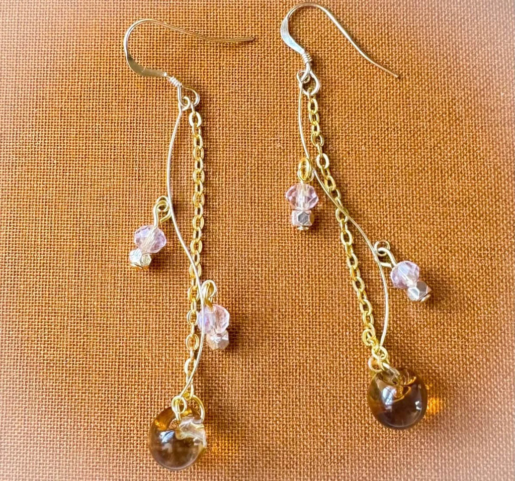 Fall Sunrise Curve Earrings Amber