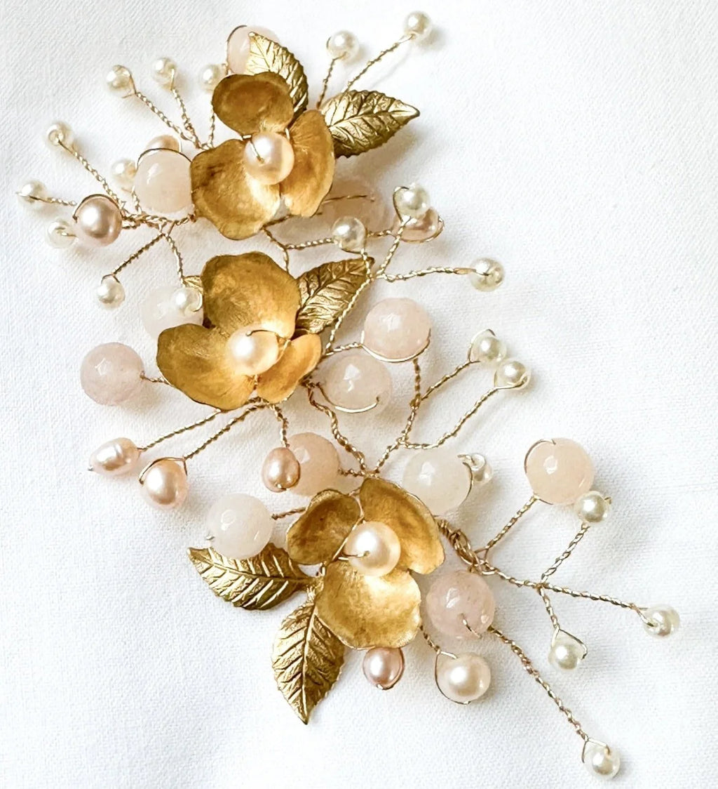 Gold Flower Hair Adornment Wedding