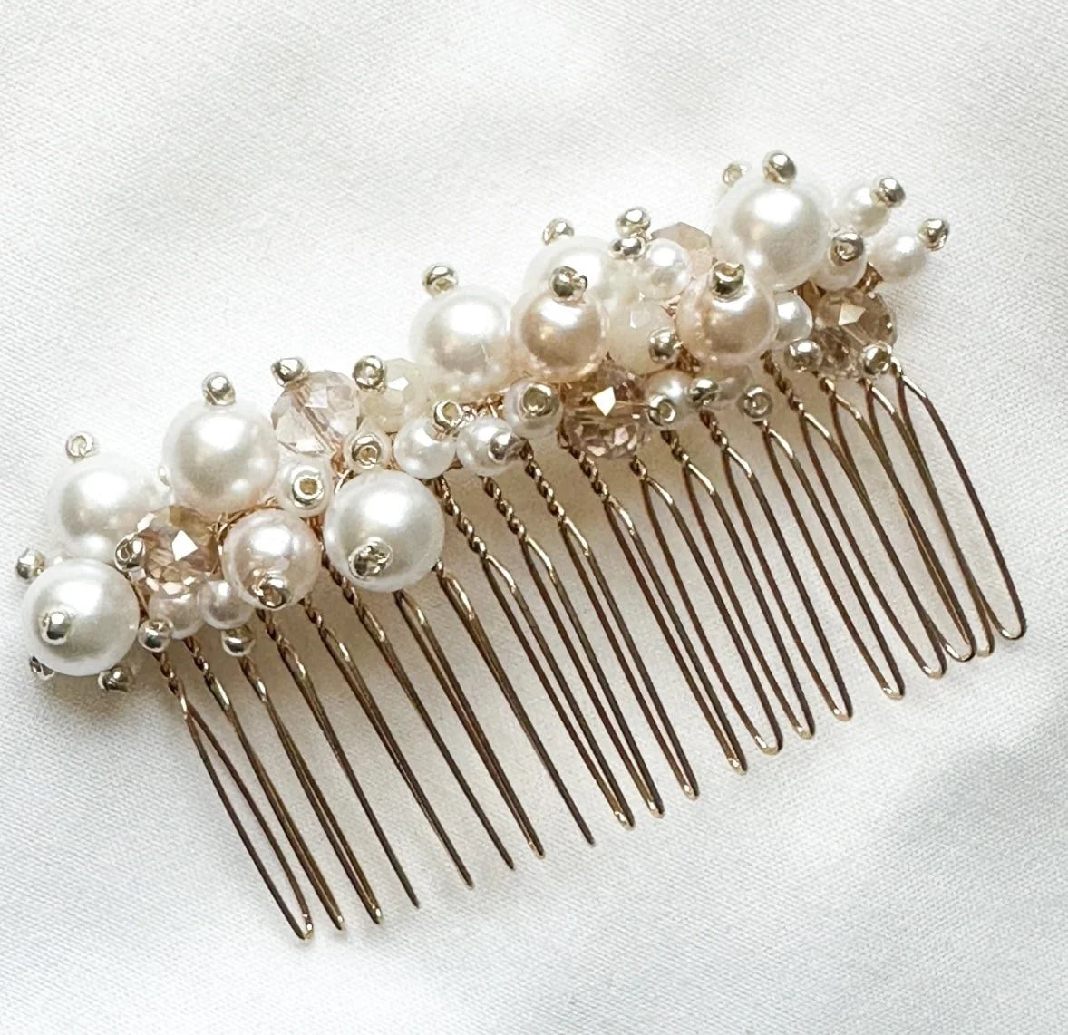 Ivory Glass Pearl Haircomb Wedding