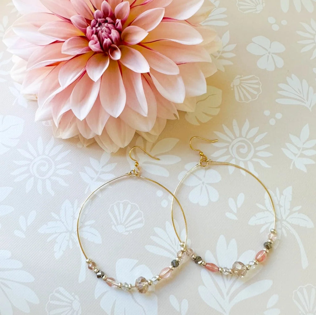 Large Hoop Crystal Quartz Summer Earrings