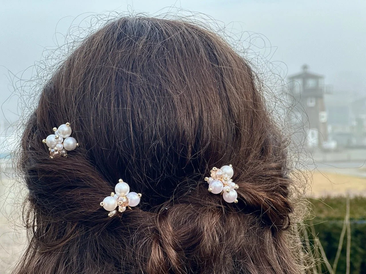 Pearl Hair Pins Dark Hair Wedding