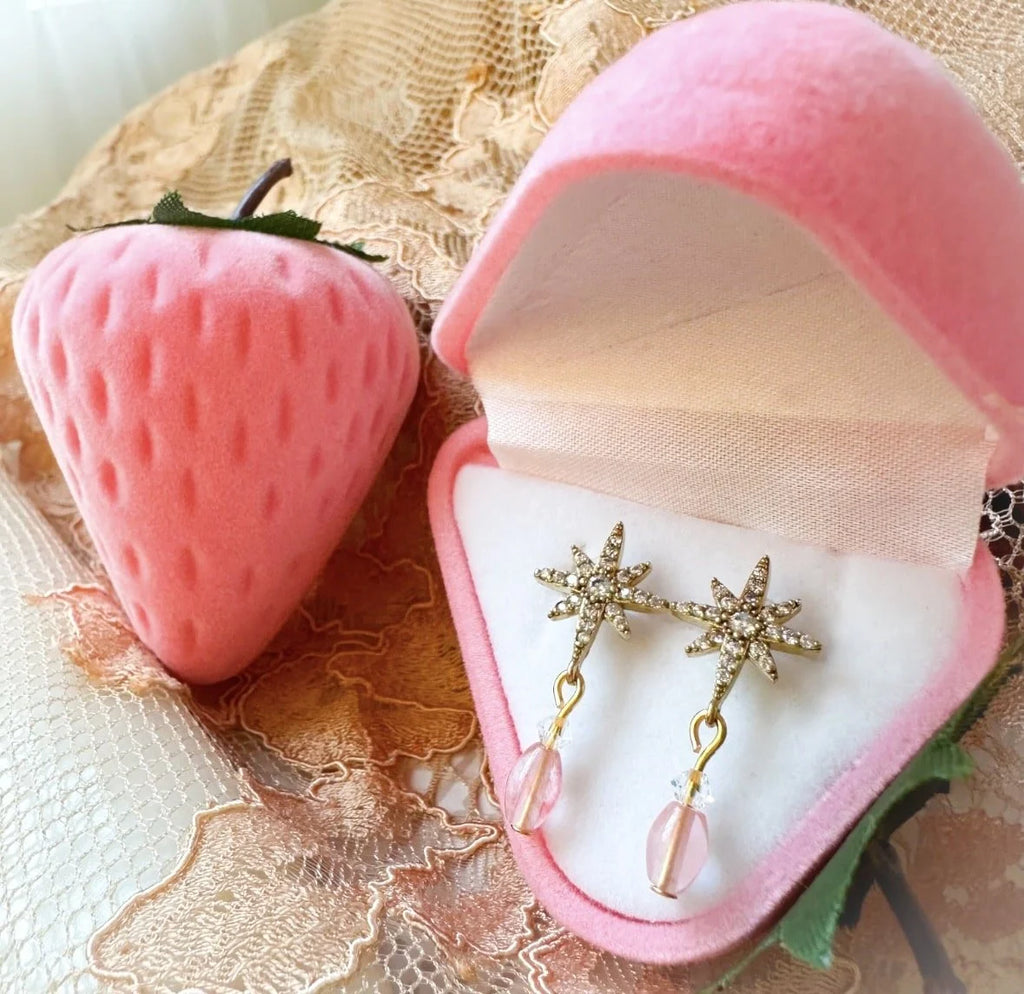 Star Stud Strawberry Pink Quartz In Pink Strawberry Box