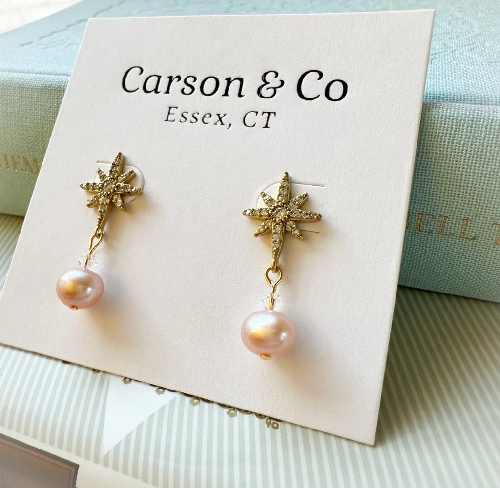 Starry Night Earrings Pearl Diamante