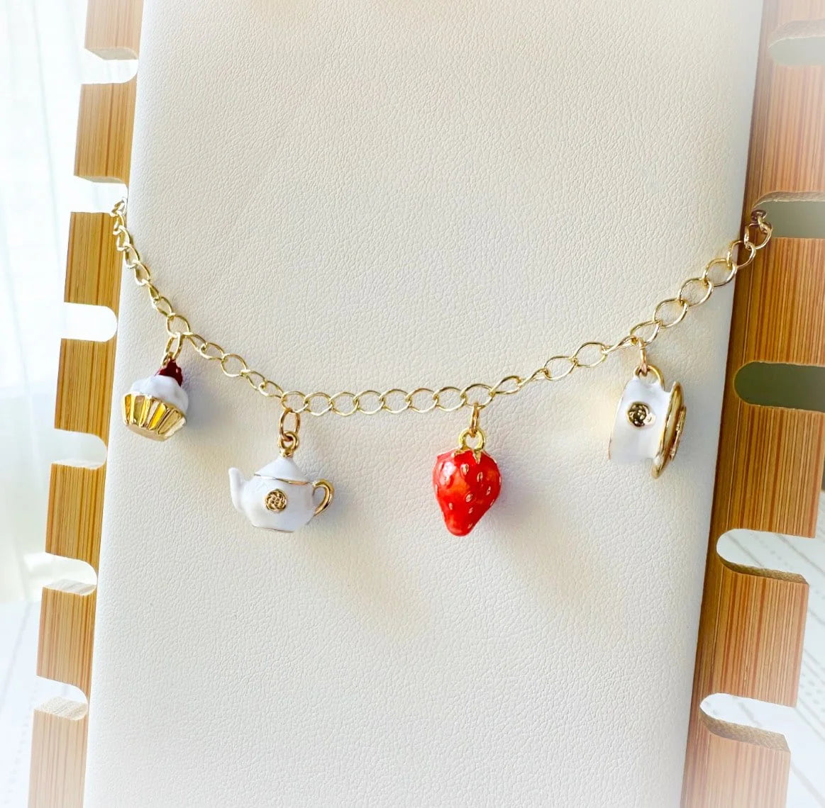 Time For Tea Charm Bracelet Teapot Teacut Cupcake Starwberry