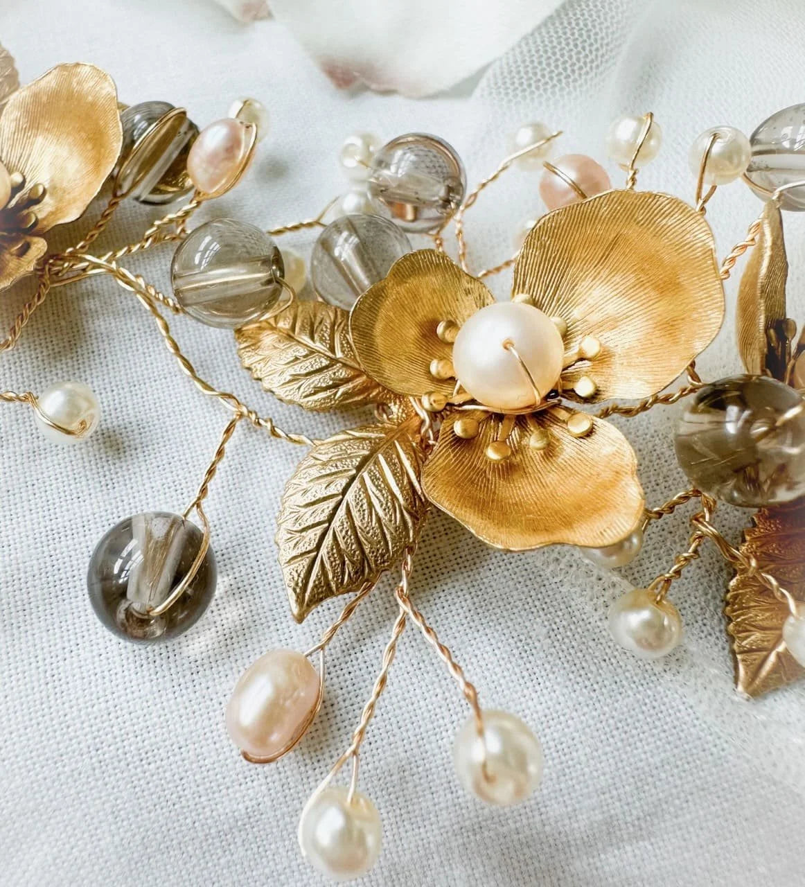 Brass Flower Floral Hairvine