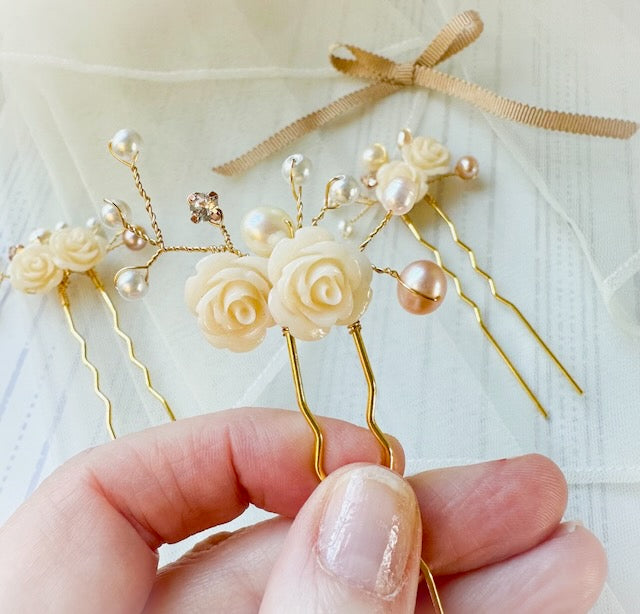Champagne Rose Hairpins