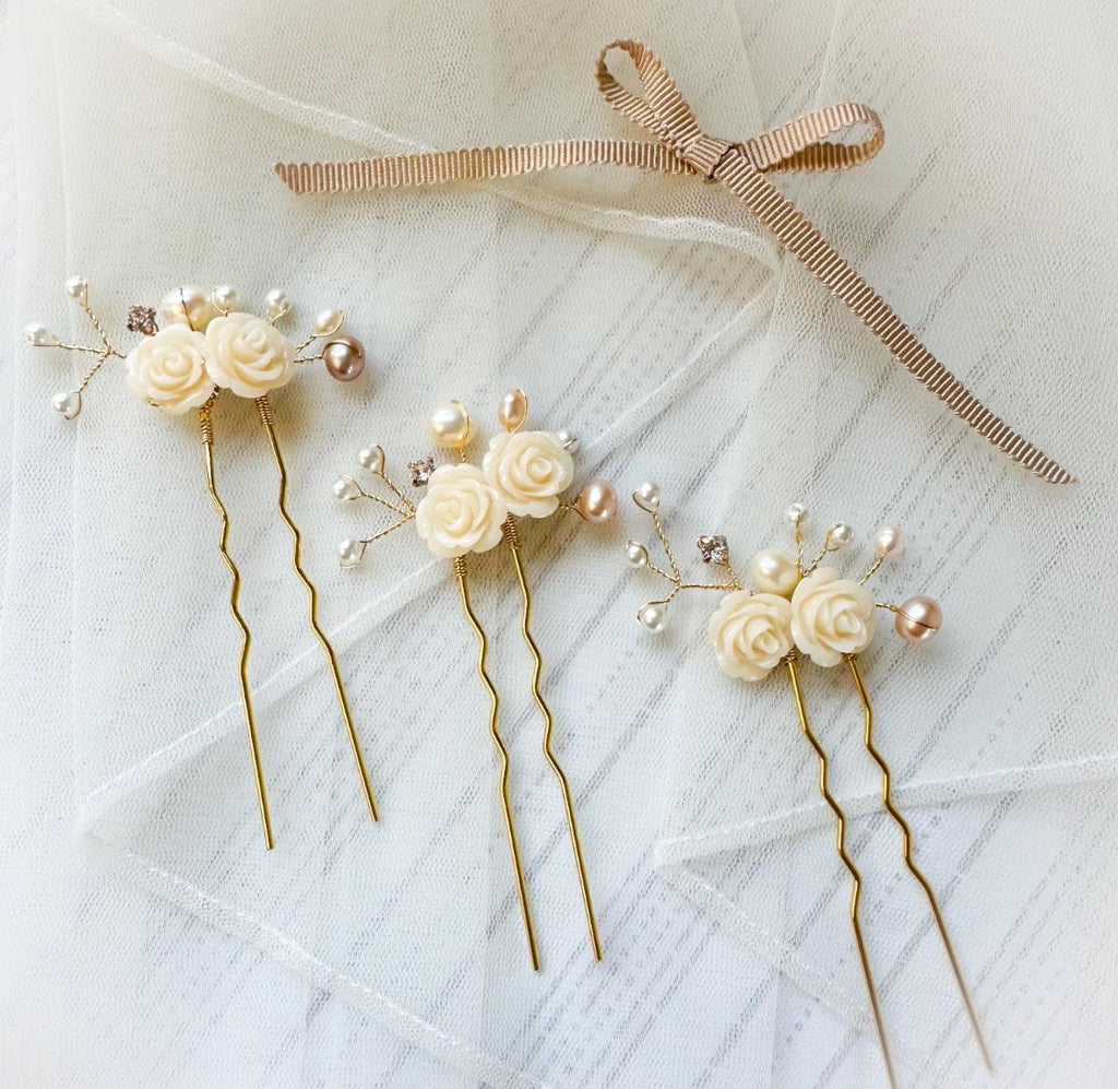 Champagne Rose Hairpins