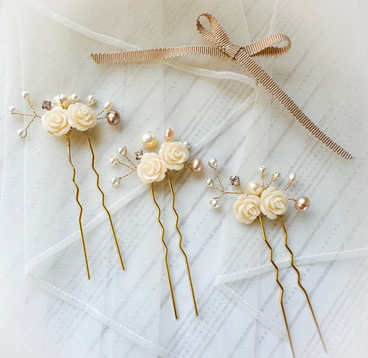 Champagne Rose Hairpins