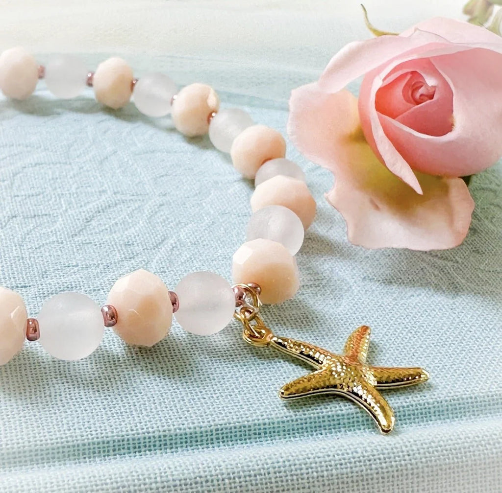 Cream And Pink Soft Gold Starfish