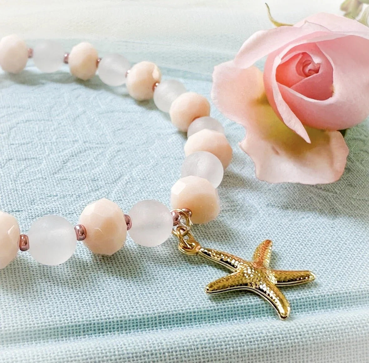 Cream And Pink Soft Gold Starfish