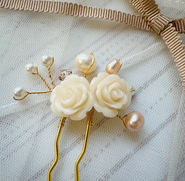 Champagne Rose Hairpins
