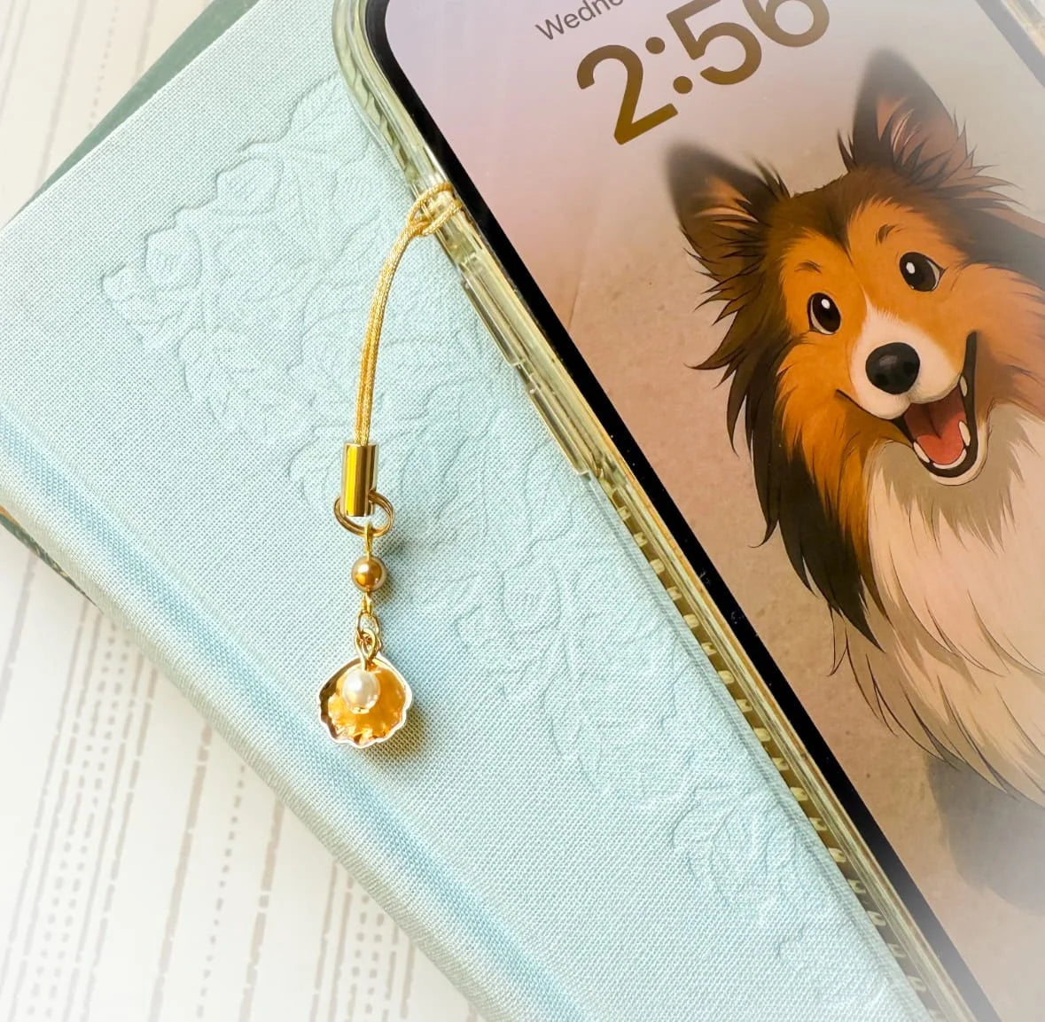 Golden Shell Phone Charm Handmade