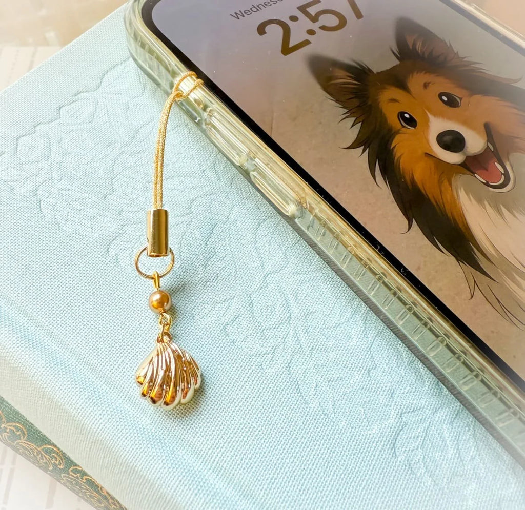 Golden Shell Phone Charm