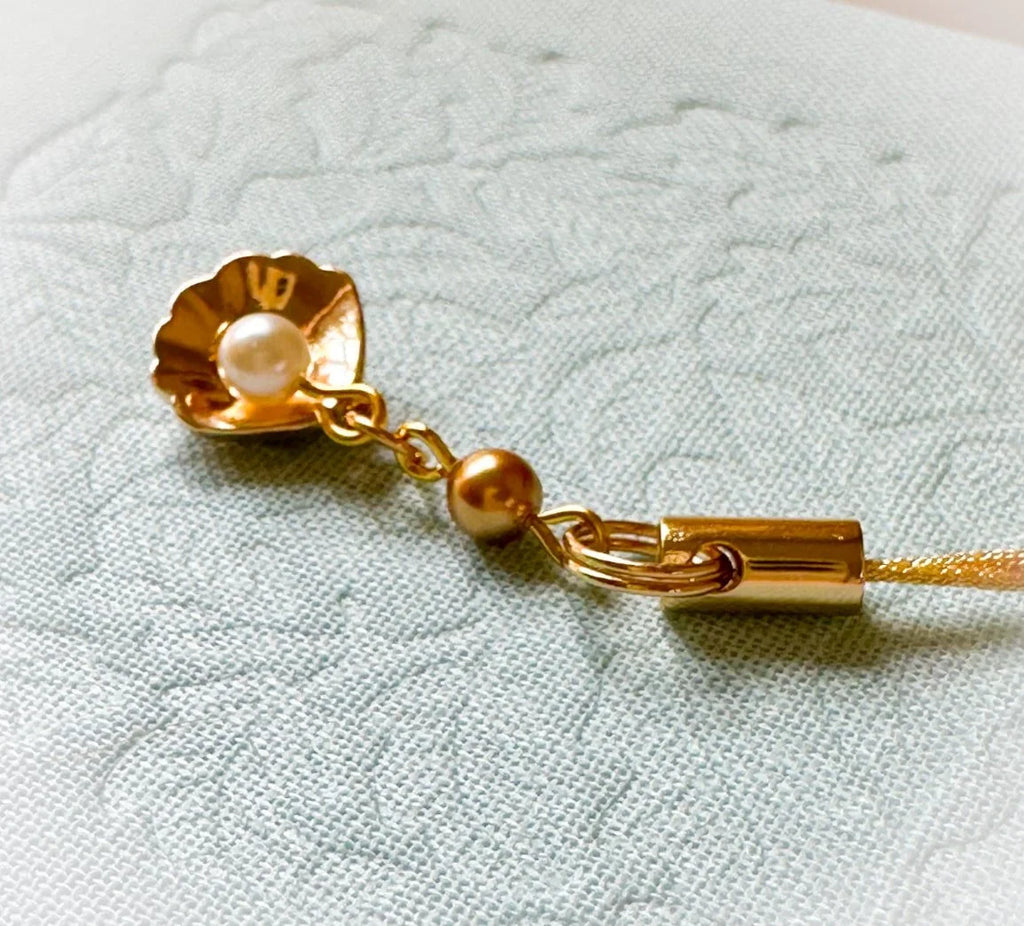 Golden Shell Phone Or Bag Charm Pearl Inside