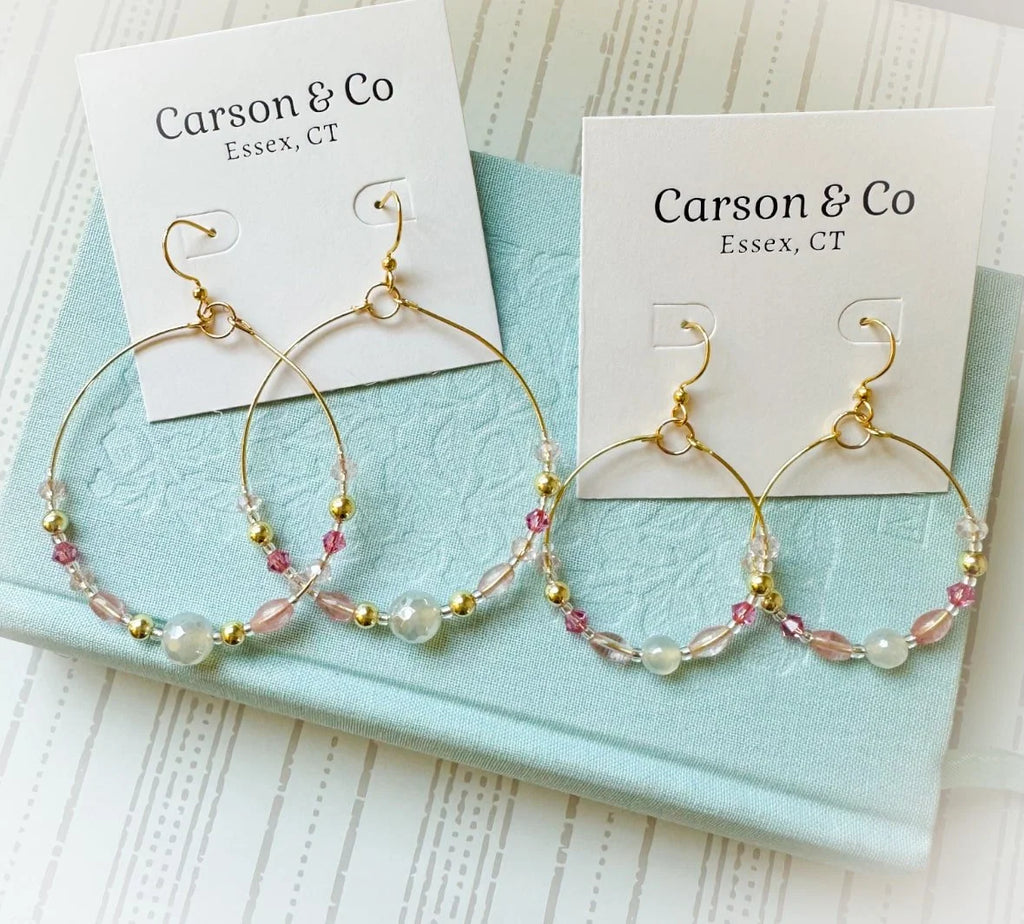 Large Hoops Mystic Agate Pink Crystal