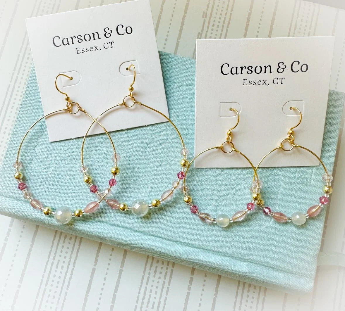 Large Hoops Mystic Agate Pink Crystal