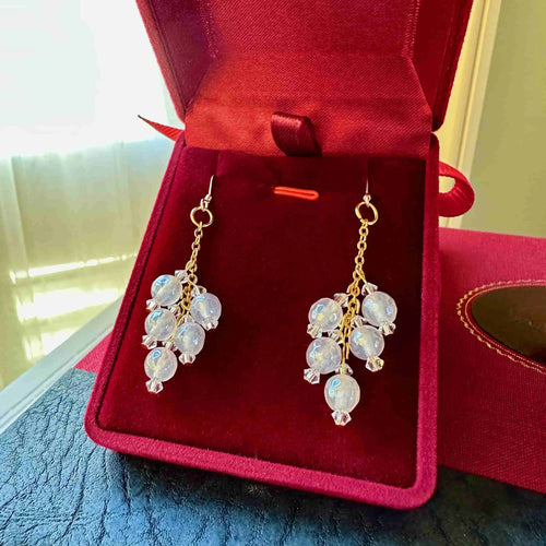 Mystic Agate Moonlight In Paris Earrings Red Velvet Box