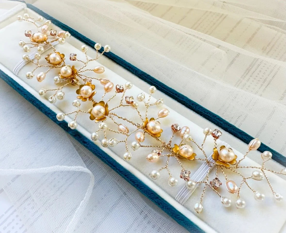 Pearl Flower Hairvine Handmade Box