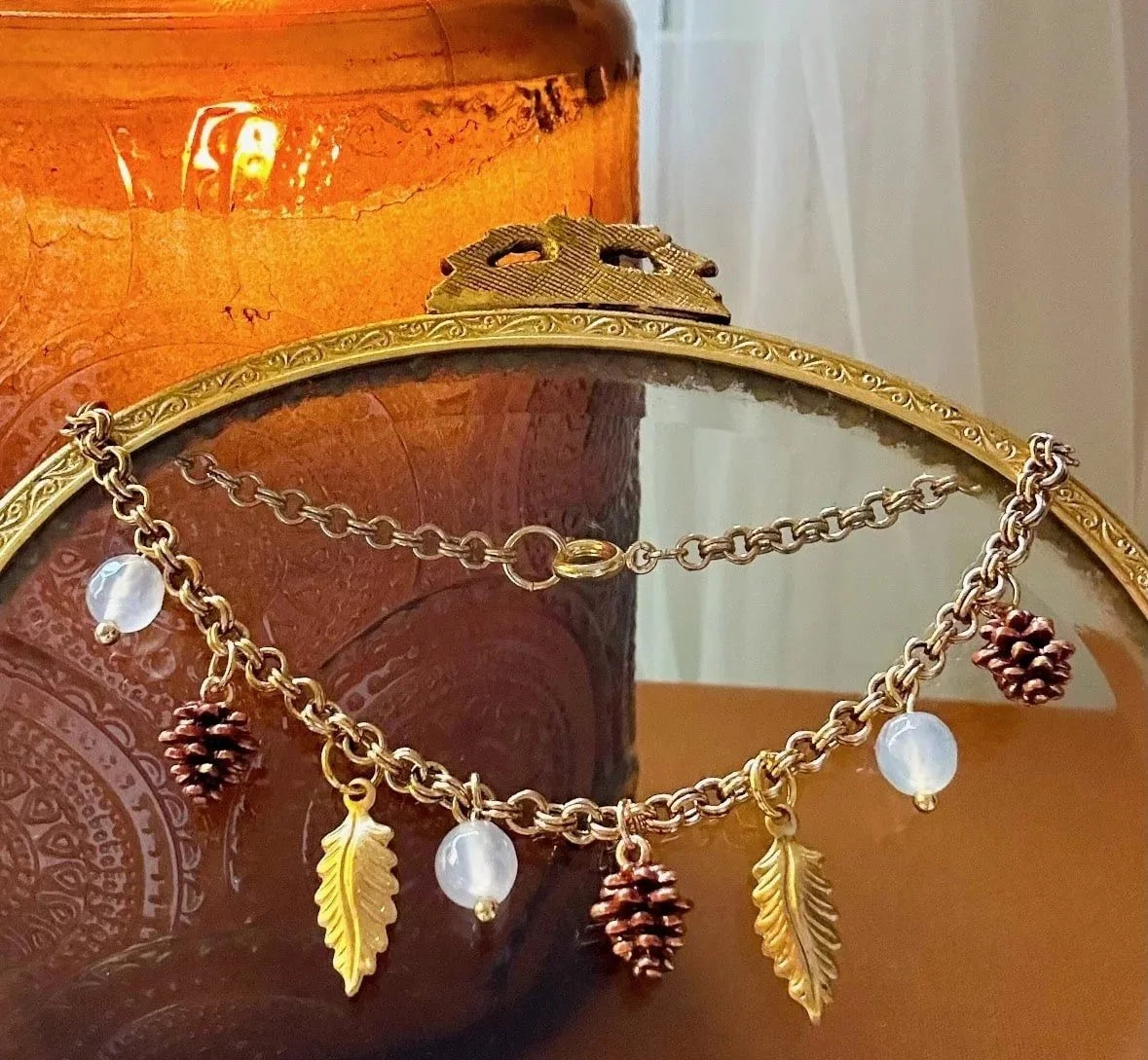 Pine Cone Fall Charm Bracelet