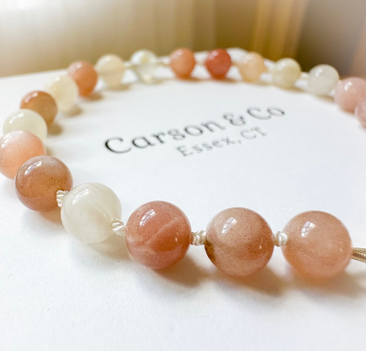 Pink Moonstone Hand-knotted Bracelet