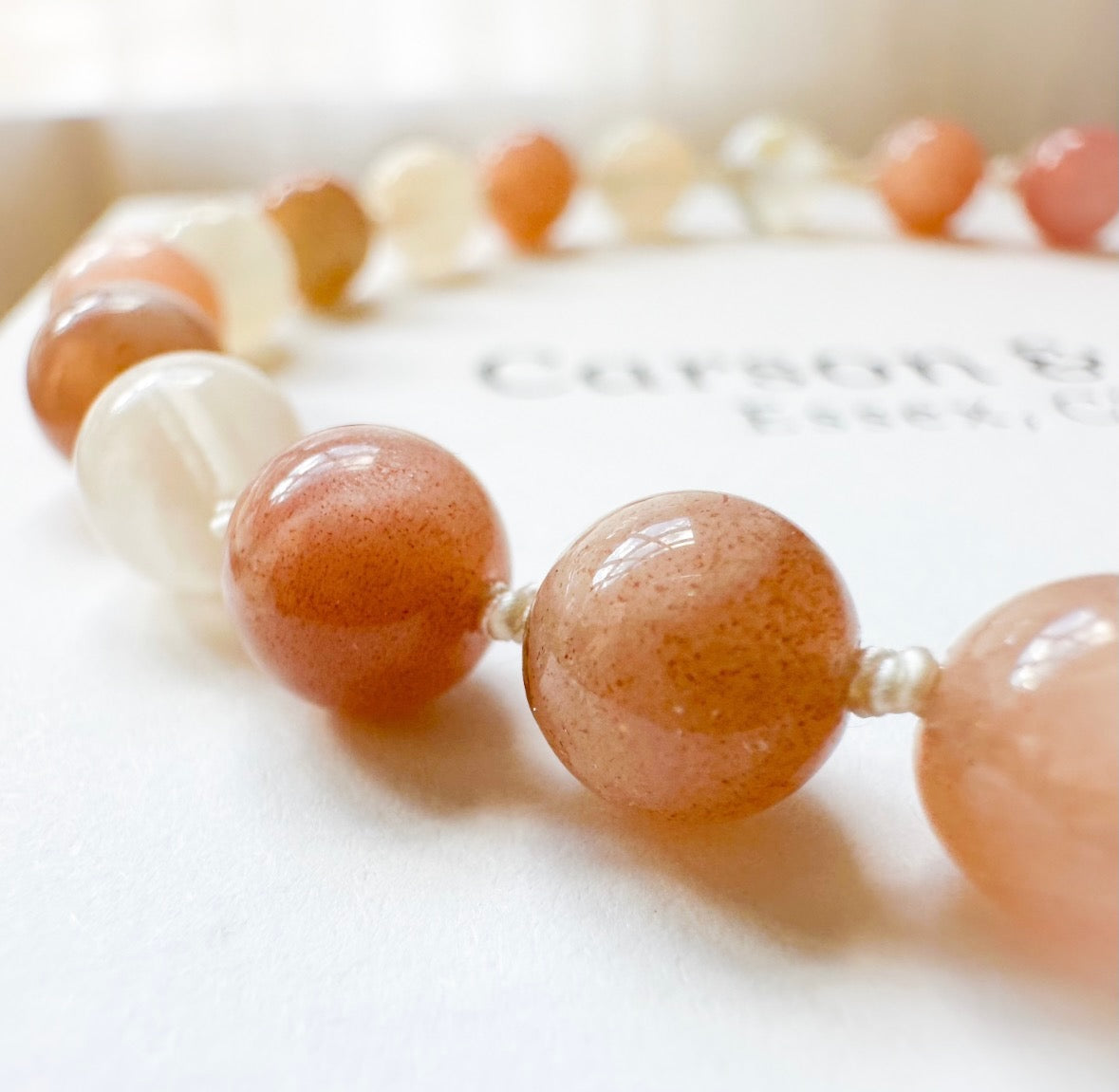 Pink Moonstone Hand-knotted Bracelet