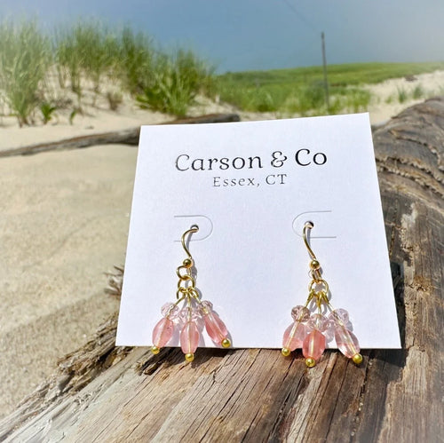 Pink Quartz Short Dangle Earrings