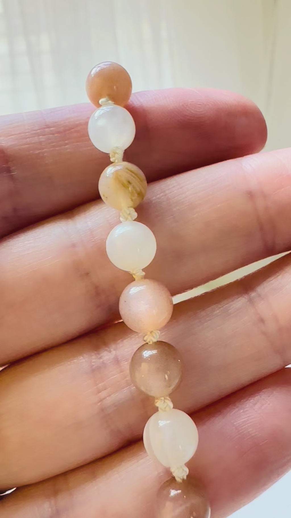 Pink Moonstone Hand-knotted Bracelet