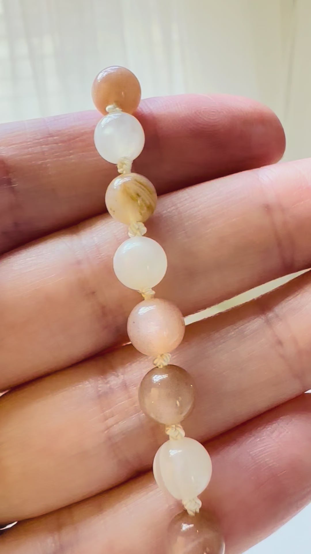 Pink Moonstone Hand-knotted Bracelet