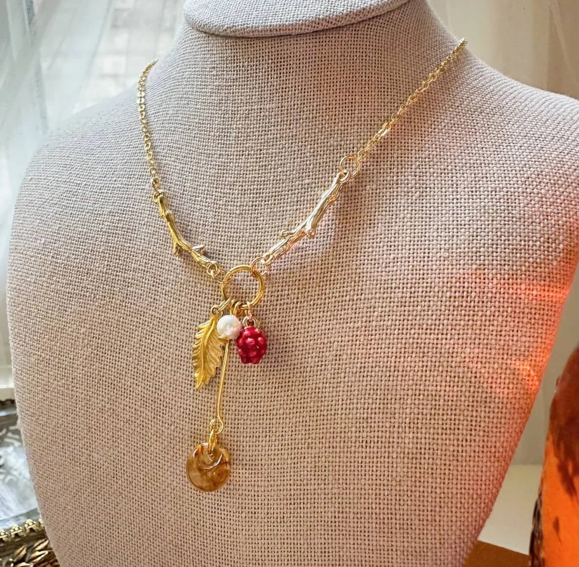 Raspberry Charm Autumn Necklace