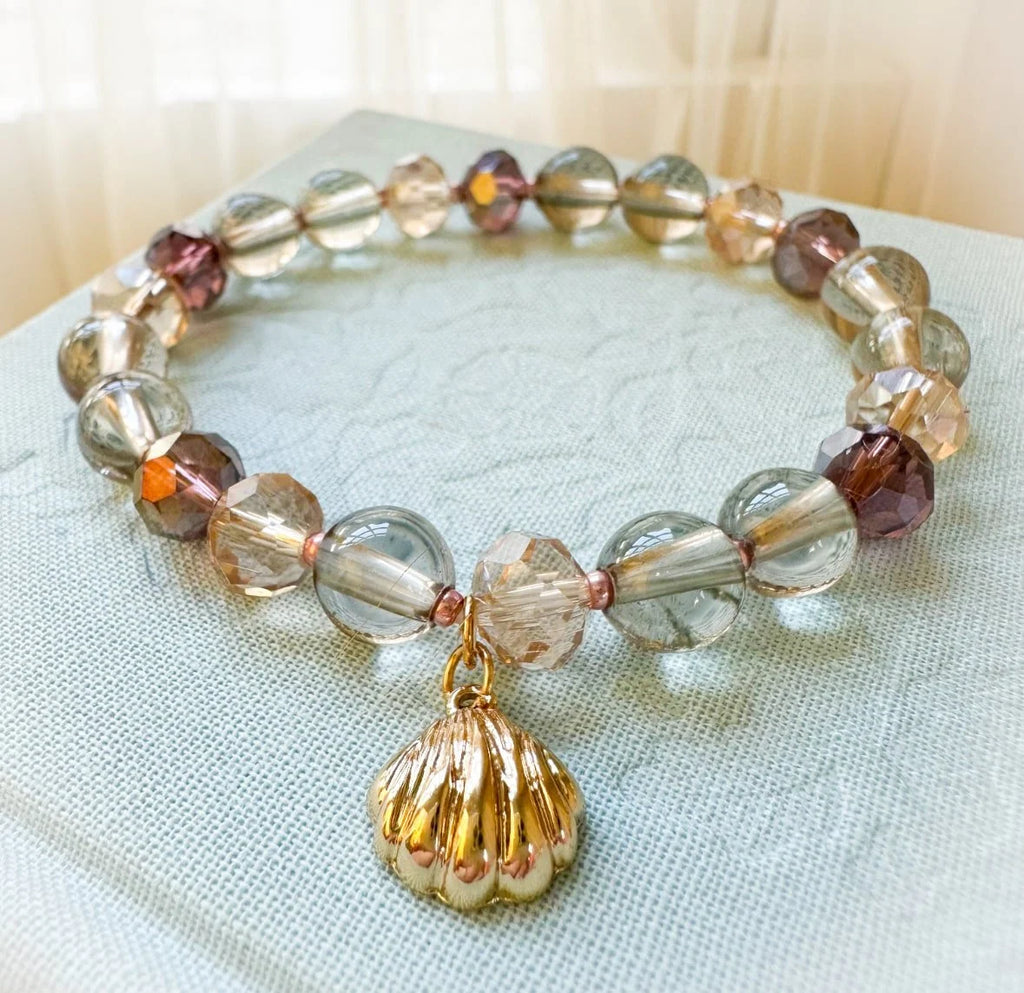 Smoky Quartz Elastic Bracelet Shell