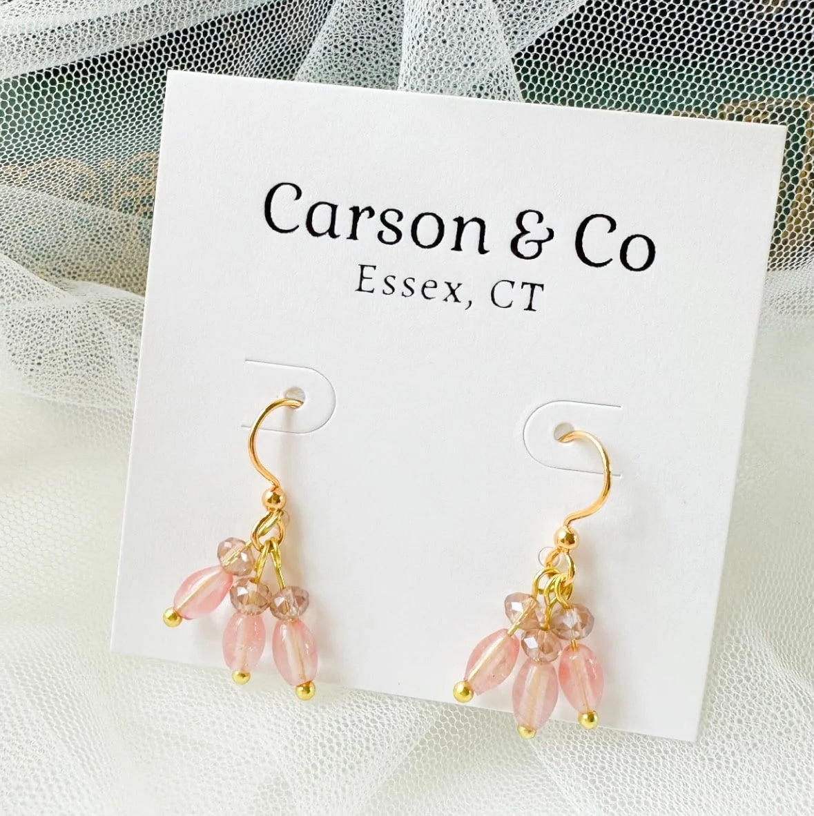 So Cute Pink Quartz Tiny Dangle Earrings