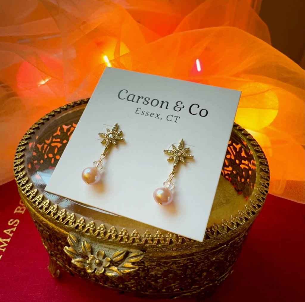 Starry Night Earrings Sparkly With Pearl Carson%26Co