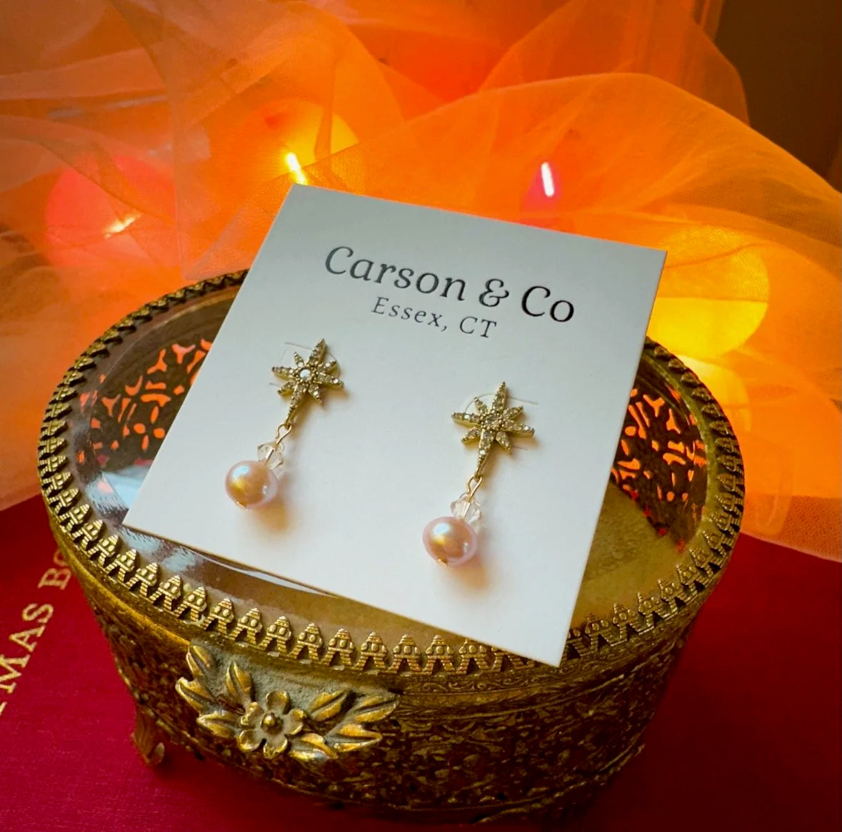 Starry Night Earrings Sparkly With Pearl Carson%26Co