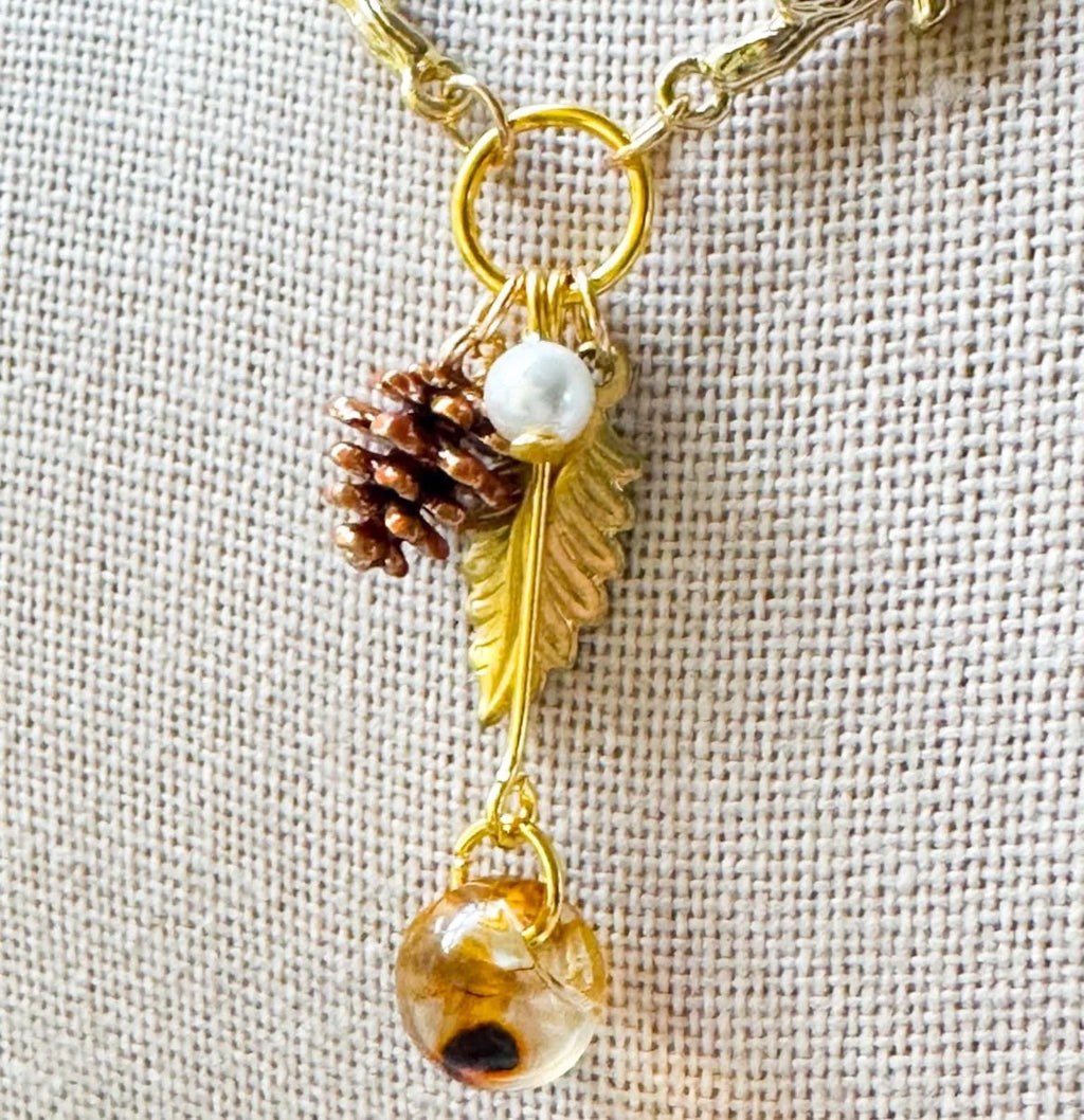 Tiny Pine Charm Necklace Fall