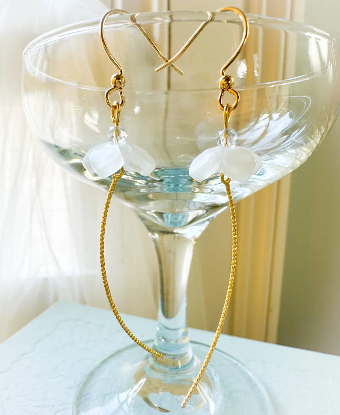 White Mother Of Pearl Flower Earrings